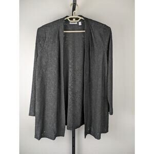 Susan Graver black Liquid Knit Textured Semi Sheer Cardigan